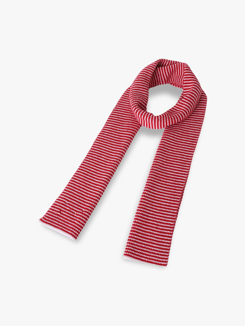 ストライプ ニットストール（レッド＆ホワイト） 詳細画像 red 1