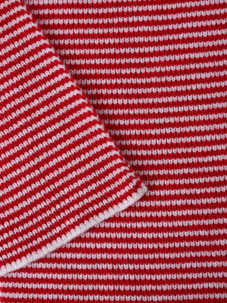ストライプ ニットストール（レッド＆ホワイト） 詳細画像 red 2