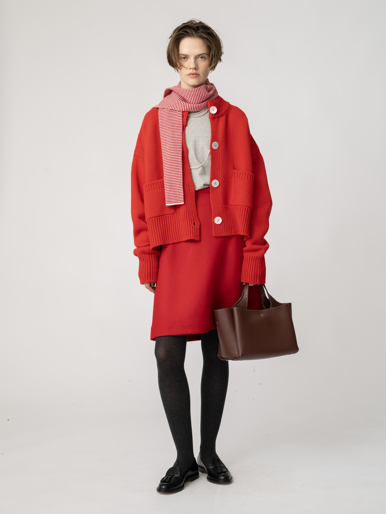 ストライプ ニットストール（レッド＆ホワイト） 詳細画像 red 3