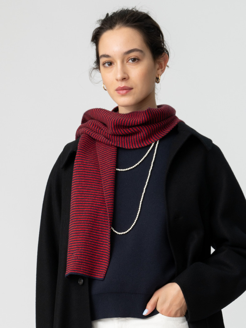 ストライプ ニットストール（レッド＆ネイビー） 詳細画像 other 1