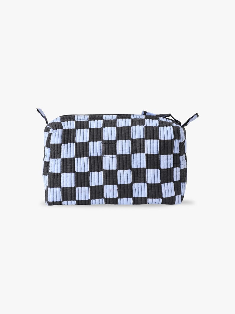 ブロックプリント メイクアップポーチ（L） 詳細画像 blue 1