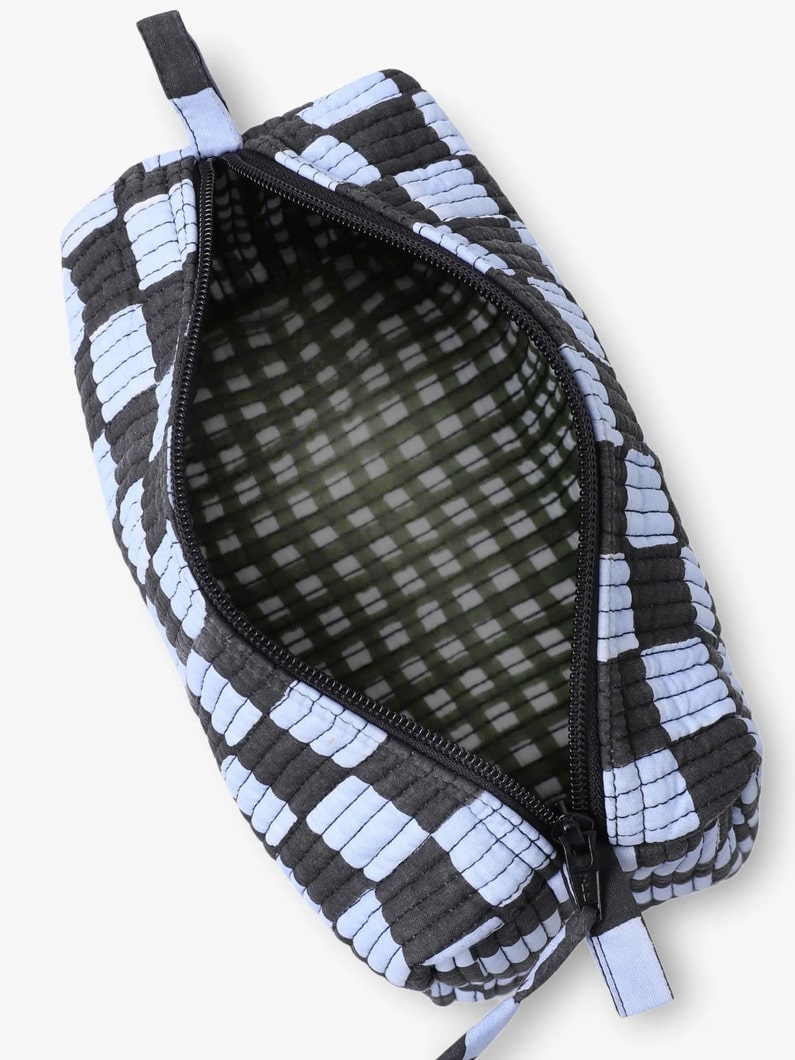 ブロックプリント メイクアップポーチ（L） 詳細画像 blue 3