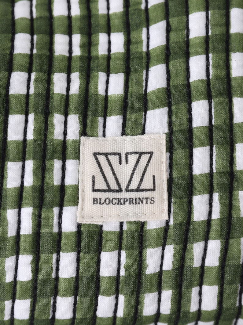 ブロックプリント メイクアップポーチ（L） 詳細画像 blue 4