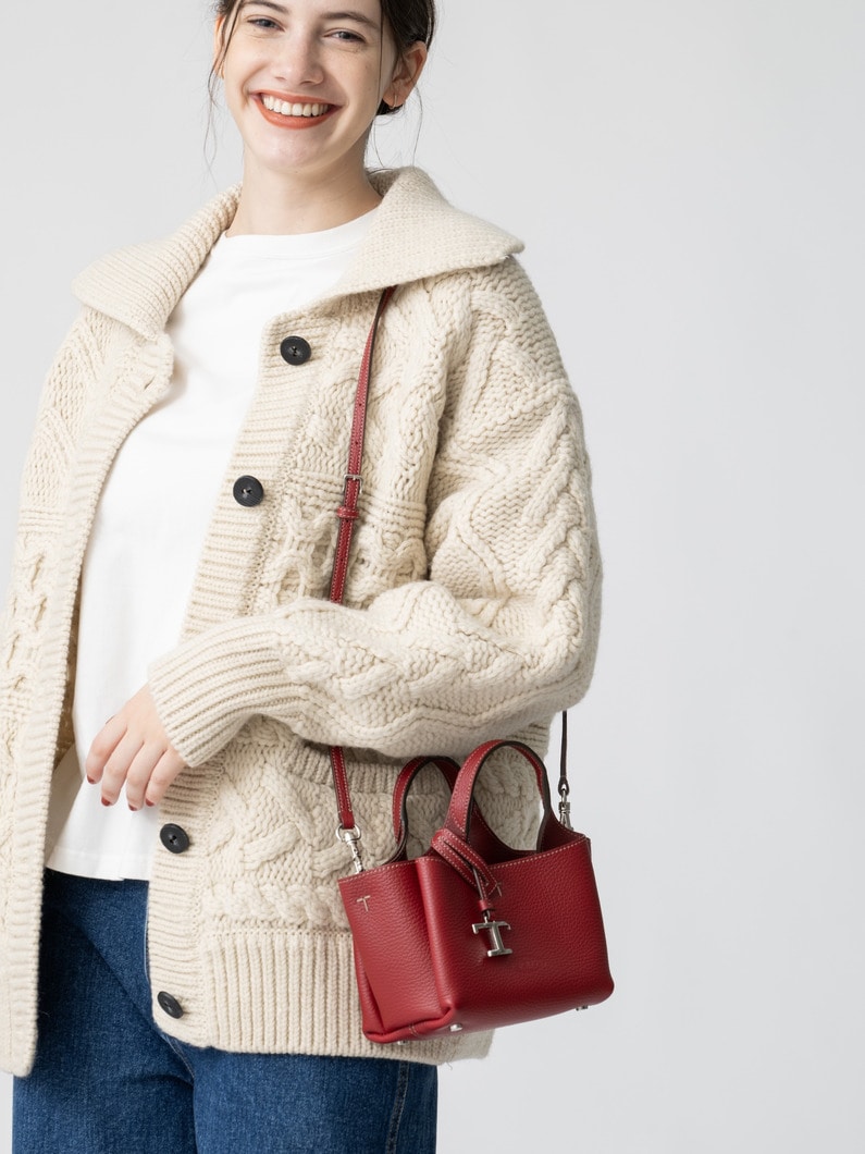 レザーバッグ マイクロ（キャメル/バーガンディー） 詳細画像 burgundy 3