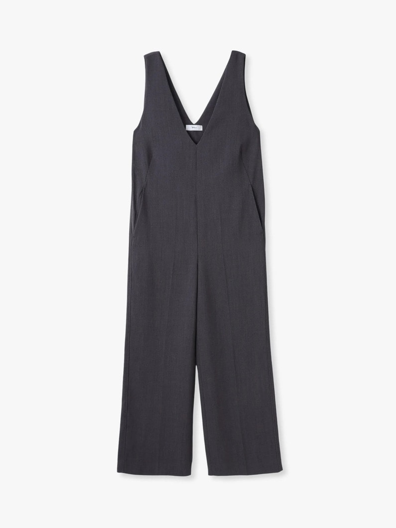 Vネック オールインワン（ブラック/チャコールグレー） 詳細画像 charcoal gray 3