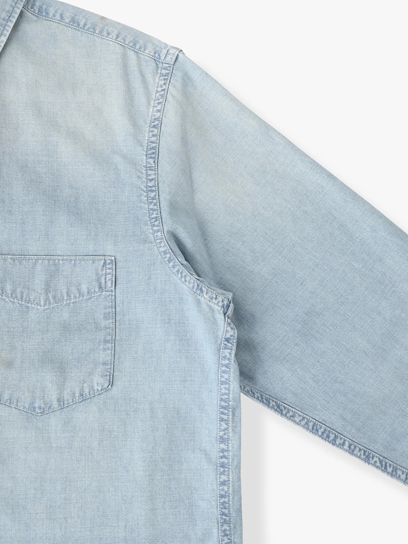 シャンブレーデニム シャツ 詳細画像 blue 2