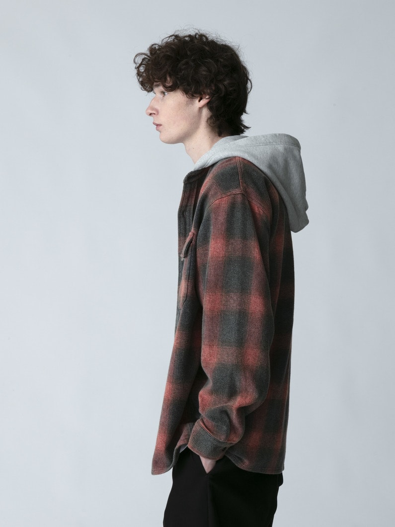 フーディー チェックシャツ 詳細画像 red 2