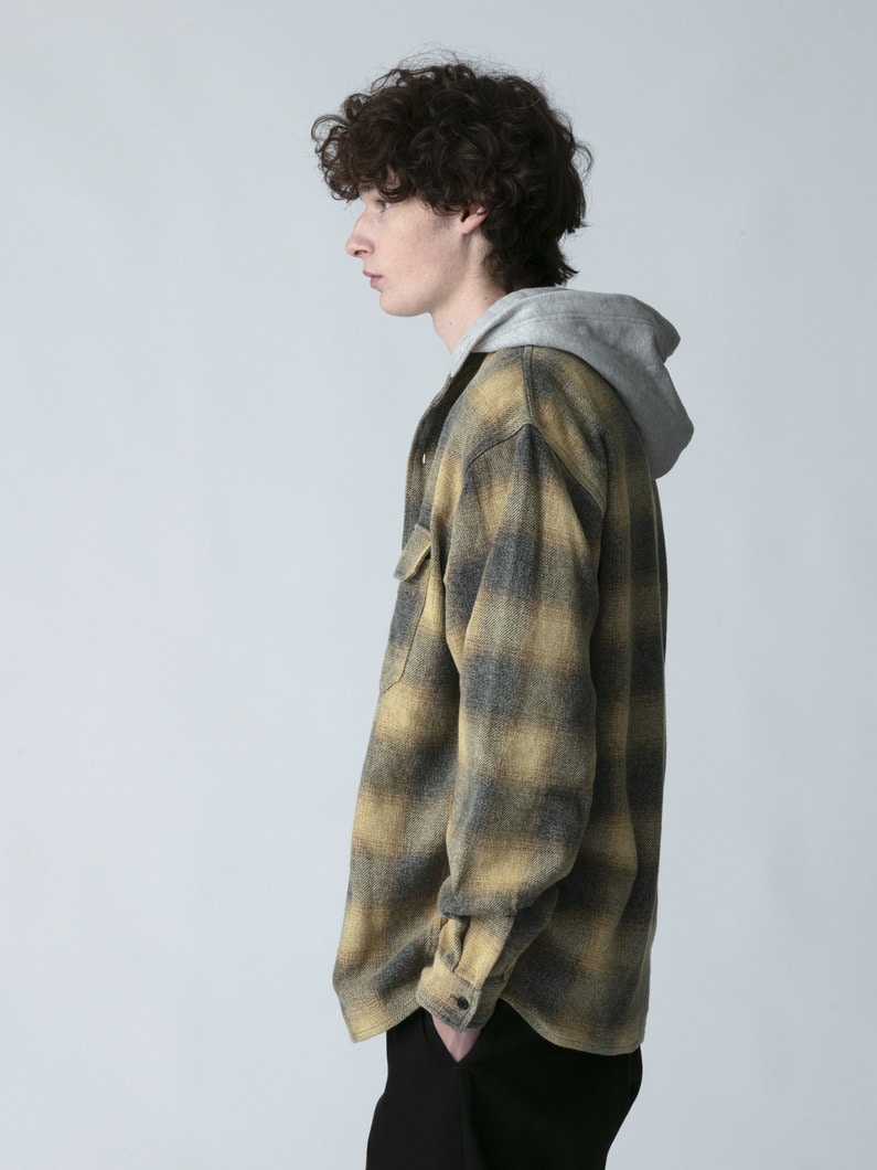 フーディー チェックシャツ 詳細画像 mustard 2