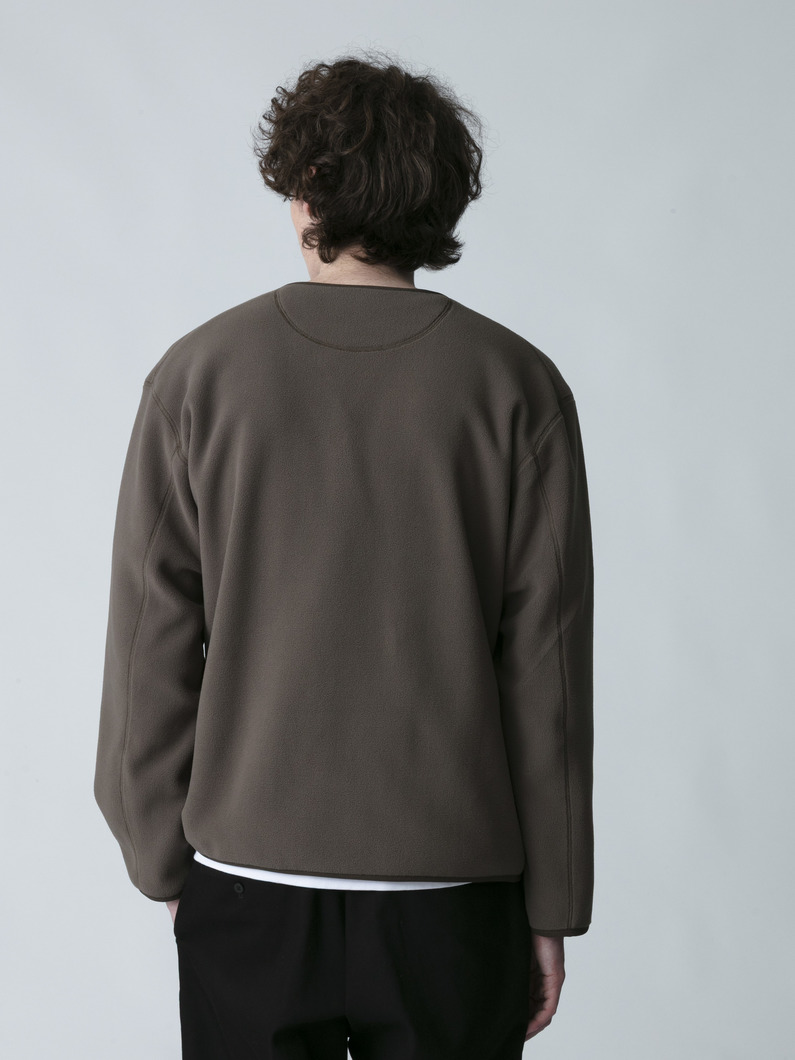 ノーカラー フリース カーディガン 詳細画像 khaki 3