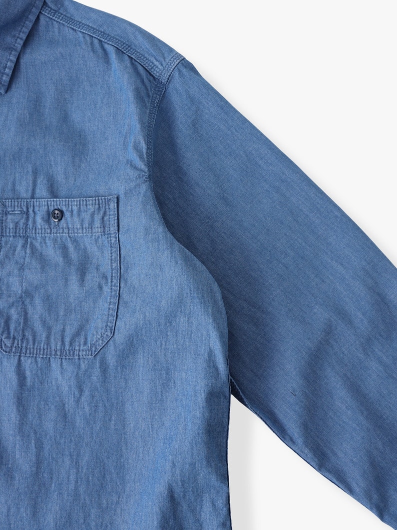 カジュアル シャンブレー ワークシャツ 詳細画像 blue 2