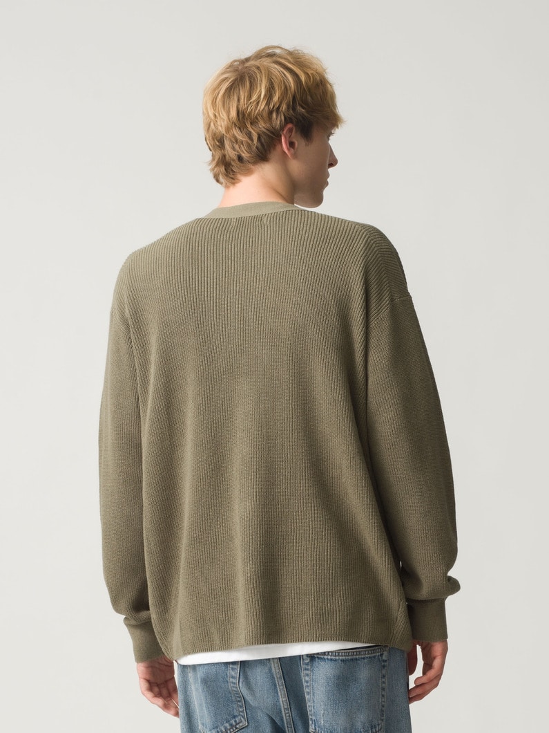 コットンペーパー ニットカーディガン 詳細画像 khaki 3