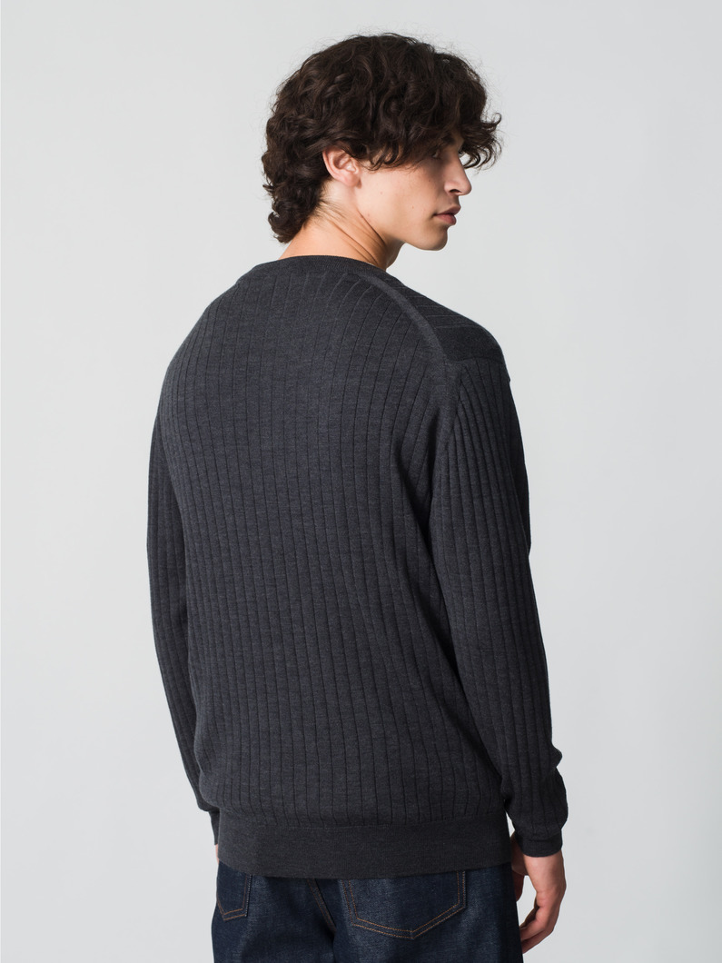 エクストラファイン メリノウールニット ヘンリーネックプルオーバー 詳細画像 charcoal gray 2