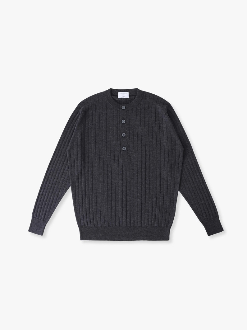 エクストラファイン メリノウールニット ヘンリーネックプルオーバー 詳細画像 charcoal gray 3
