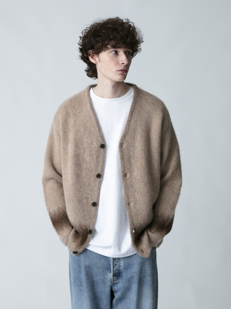 ジャカード モヘアニット カーディガン 詳細画像 beige 1