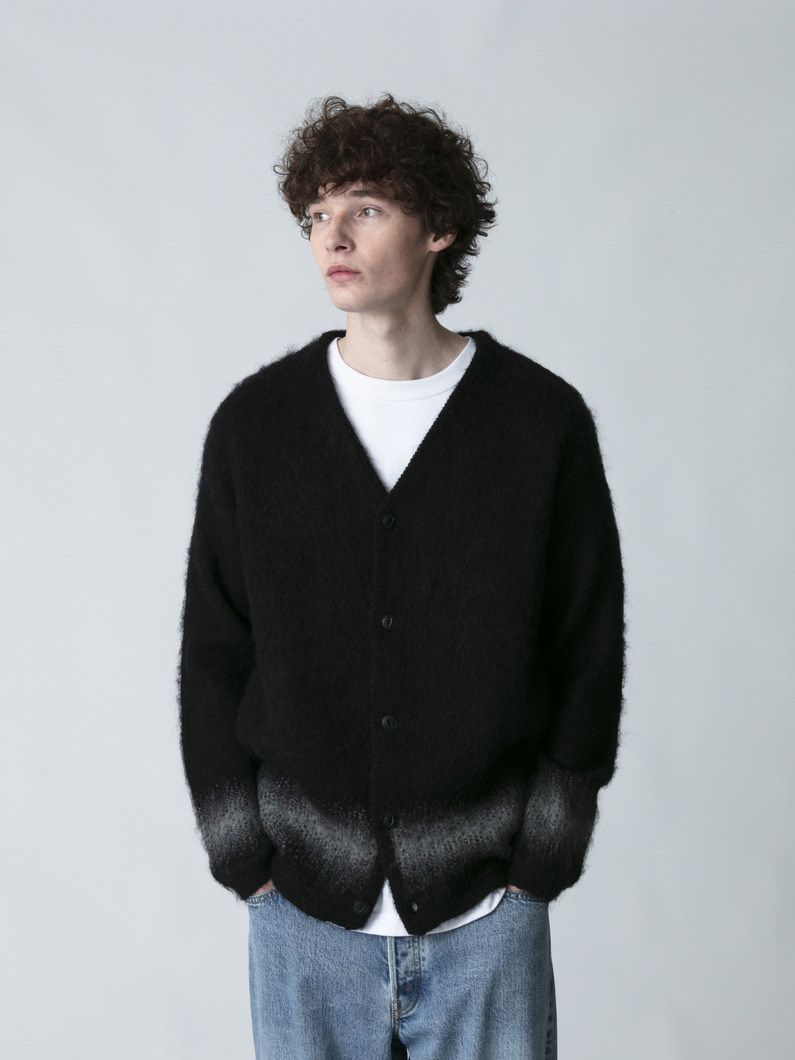 ジャカード モヘアニット カーディガン 詳細画像 black