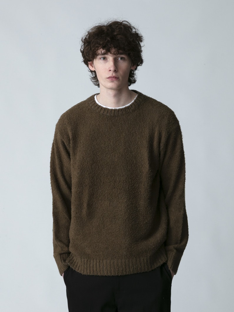 ブラッシュドコットン ニットプルオーバー 詳細画像 khaki 1