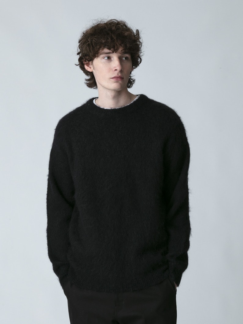 ブラッシュドコットン ニットプルオーバー 詳細画像 black