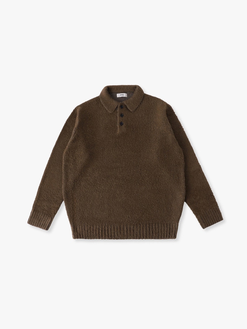 ブラッシュドコットン ニットポロシャツ 詳細画像 khaki 1