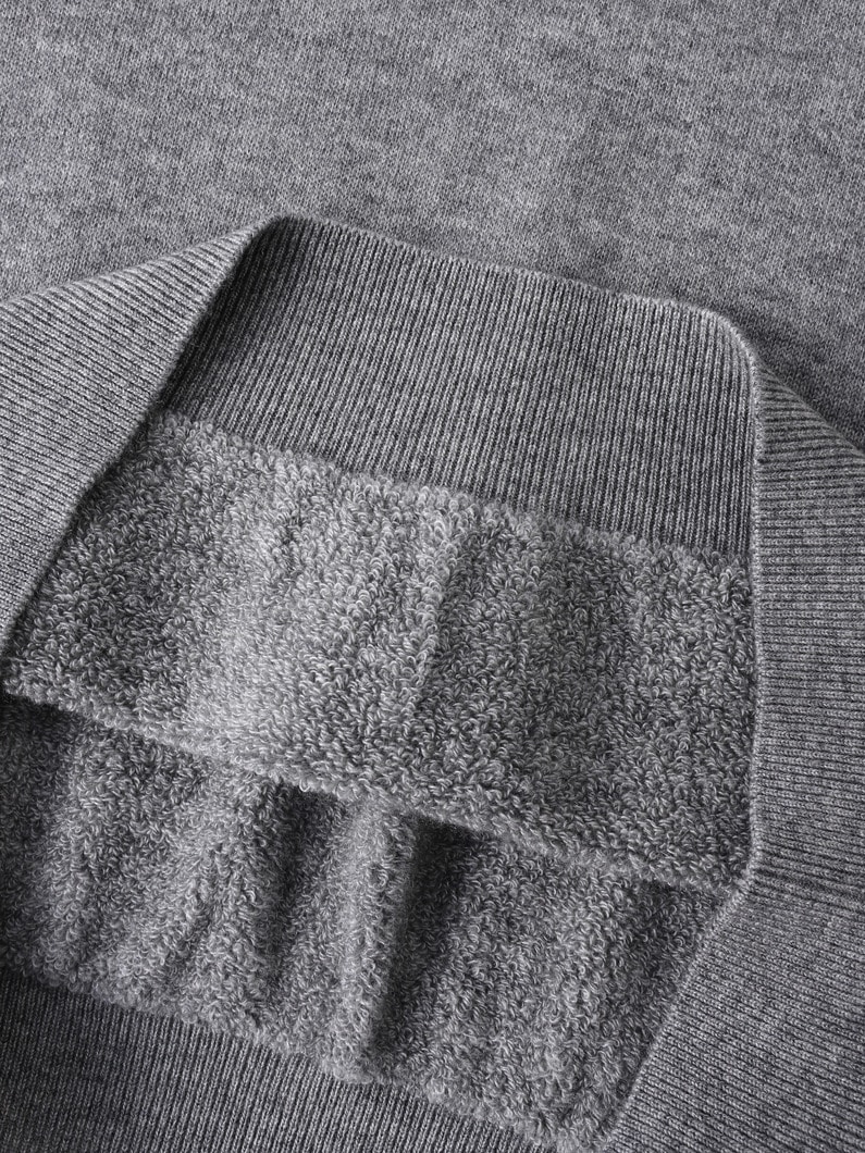 カシミア シルク パイルライニング ニットプルオーバー 詳細画像 top gray 3