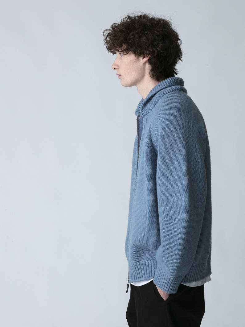 ウールカシミア カウチンニット カーディガン 詳細画像 blue 2