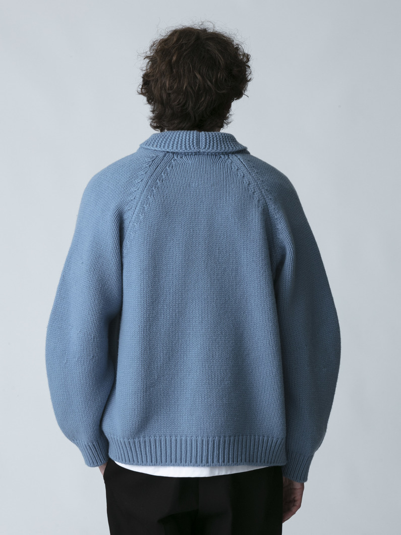 ウールカシミア カウチンニット カーディガン 詳細画像 blue 3