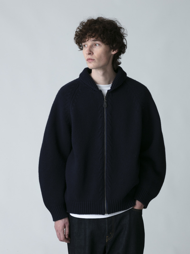 ウールカシミア カウチンニット カーディガン 詳細画像 navy