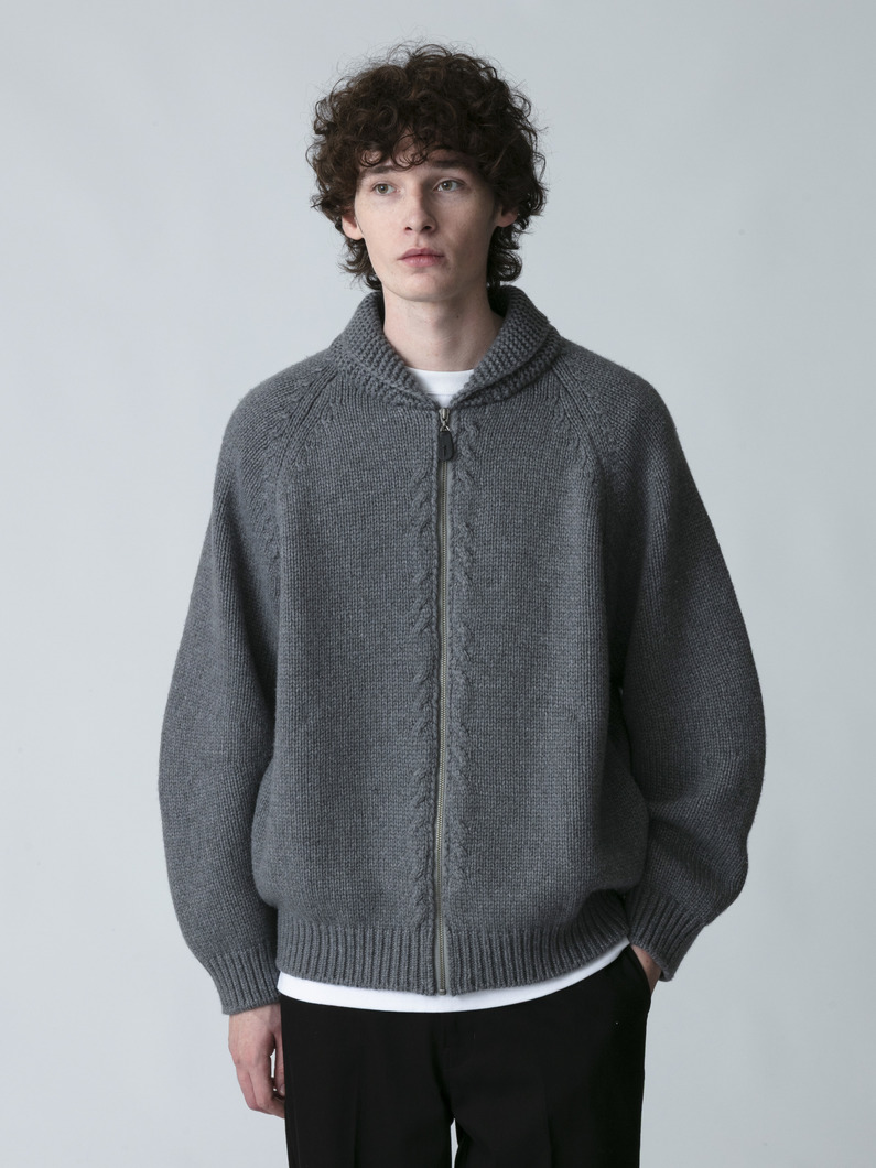 ウールカシミア カウチンニット カーディガン 詳細画像 gray