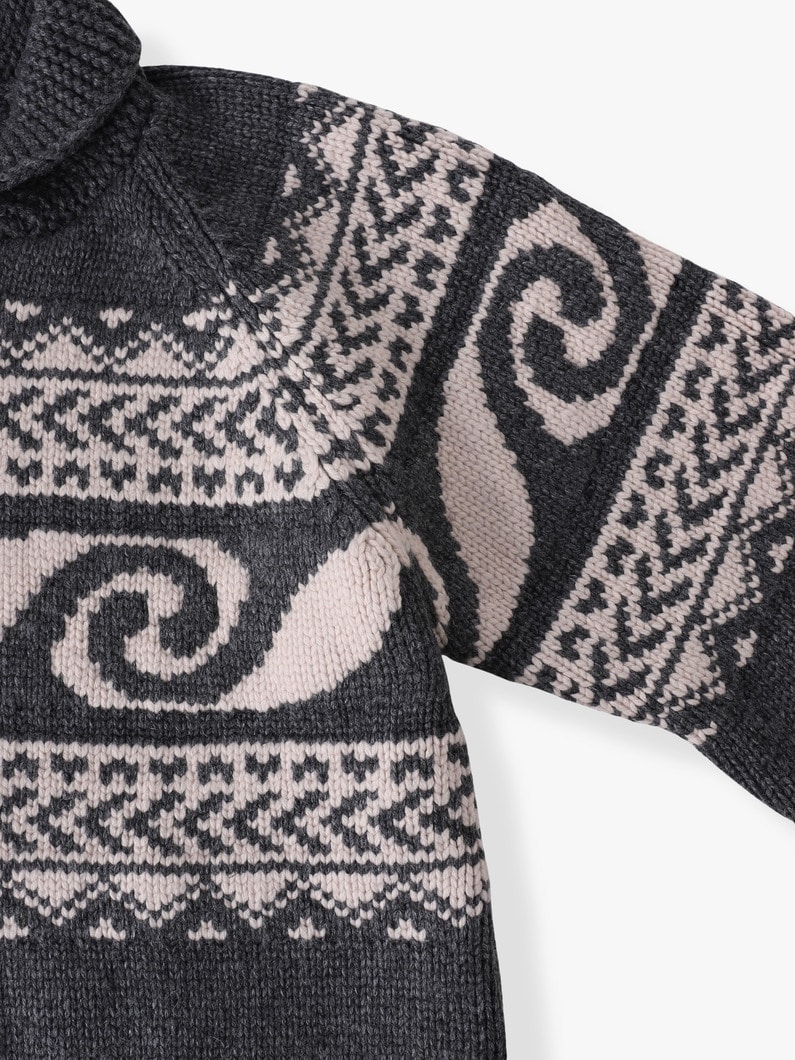 ジャカード カウチンニット カーディガン 詳細画像 charcoal gray 2