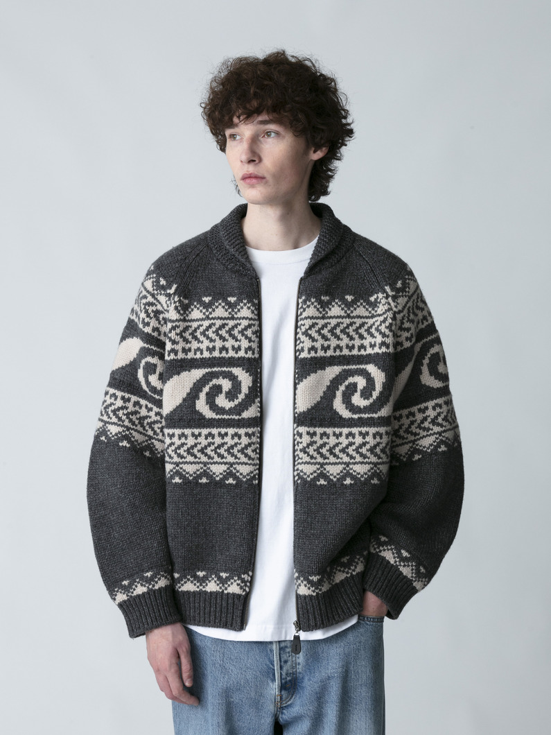 ジャカード カウチンニット カーディガン 詳細画像 charcoal gray 2