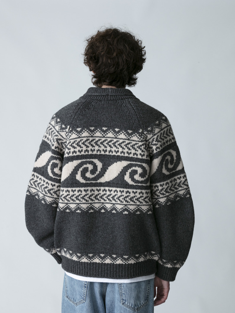 ジャカード カウチンニット カーディガン 詳細画像 charcoal gray 4