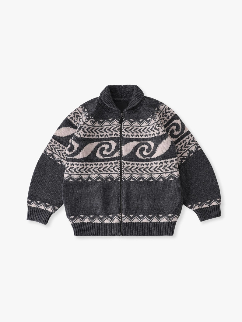 ジャカード カウチンニット カーディガン 詳細画像 charcoal gray 5