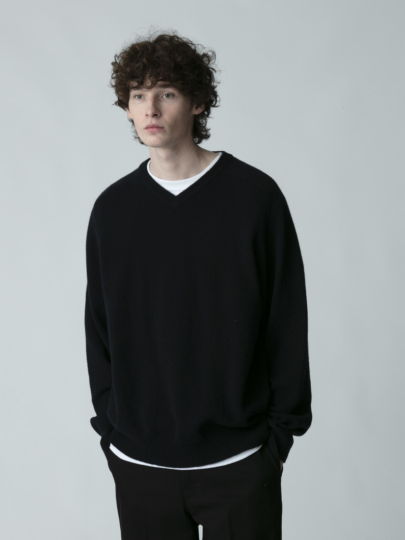 テート Vネック ニットプルオーバー 詳細画像 navy