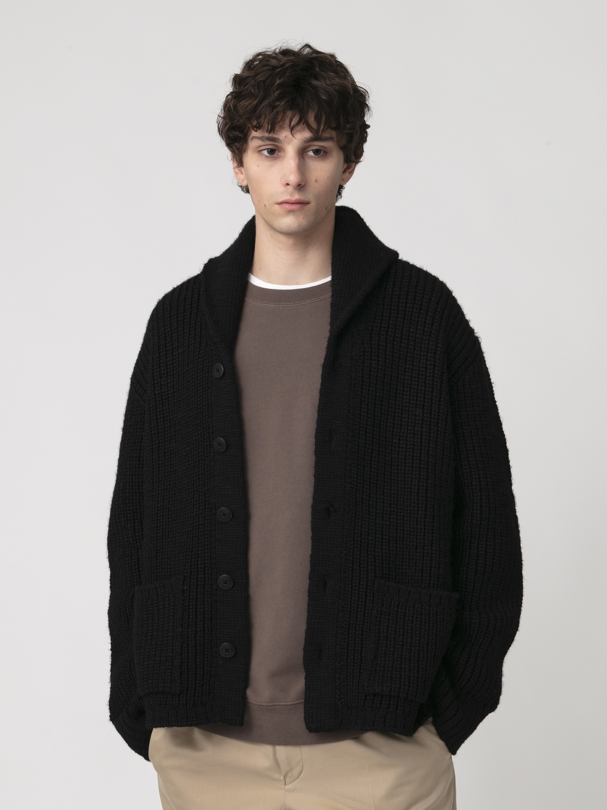 RRLカーディガン 黒 ランチ ショールニット カーディガン｜Double RL(ダブル アール