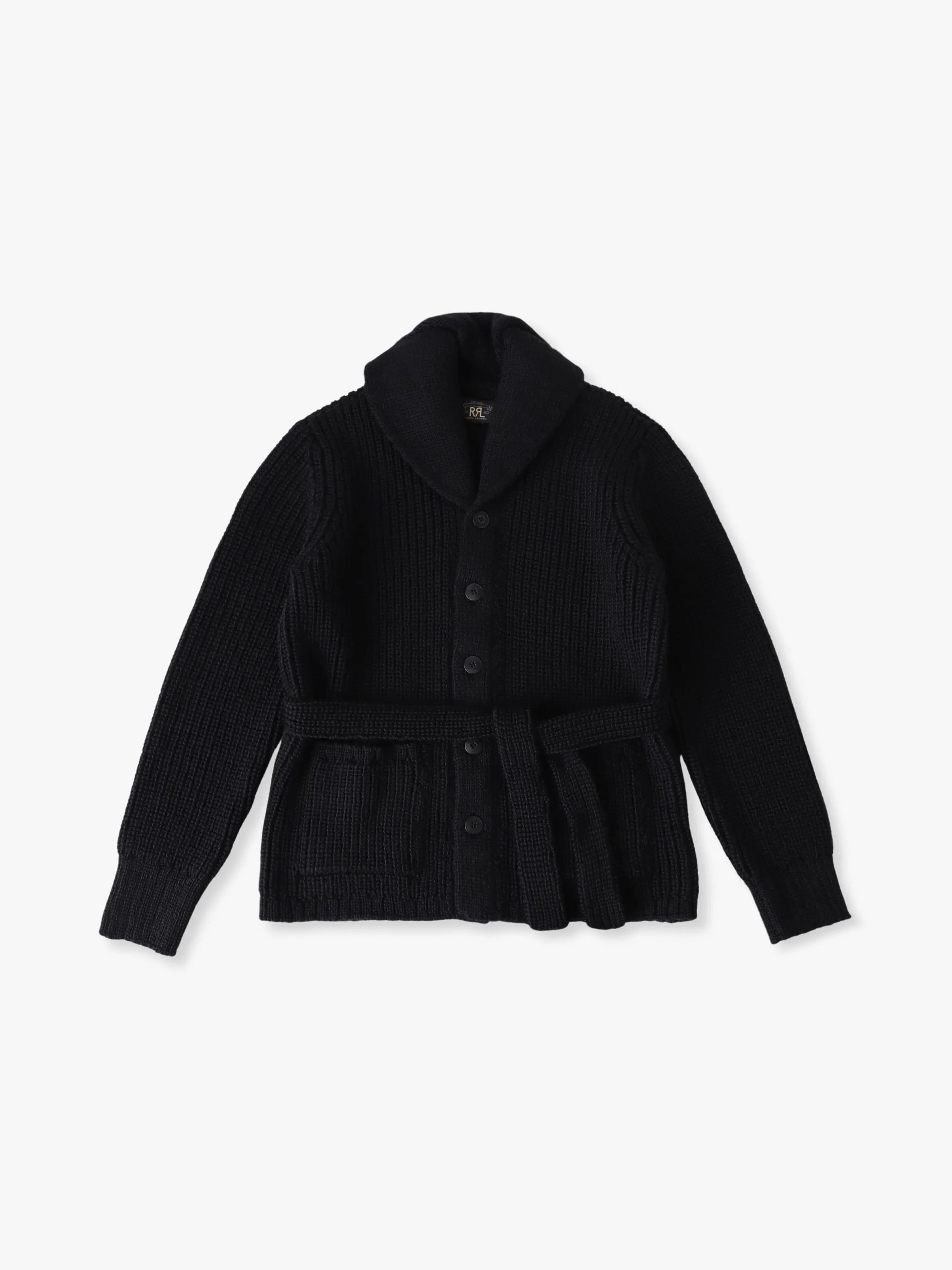 RRLカーディガン 黒 ランチ ショールニット カーディガン｜Double RL(ダブル アール