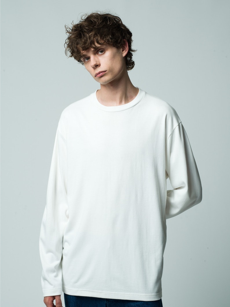 バンブーコットン プレーンステッチ ロングスリーブティー 詳細画像 off white