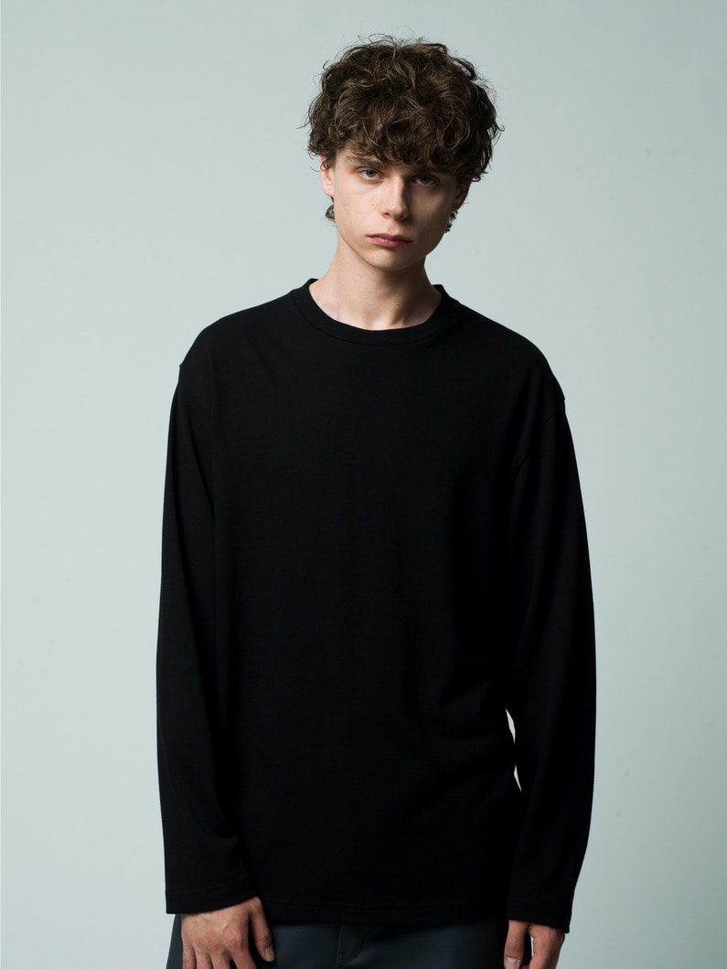 バンブーコットン プレーンステッチ ロングスリーブティー 詳細画像 black