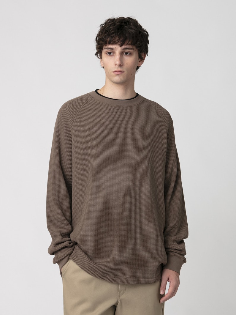 ワッフル ラグラン プルオーバー 詳細画像 brown