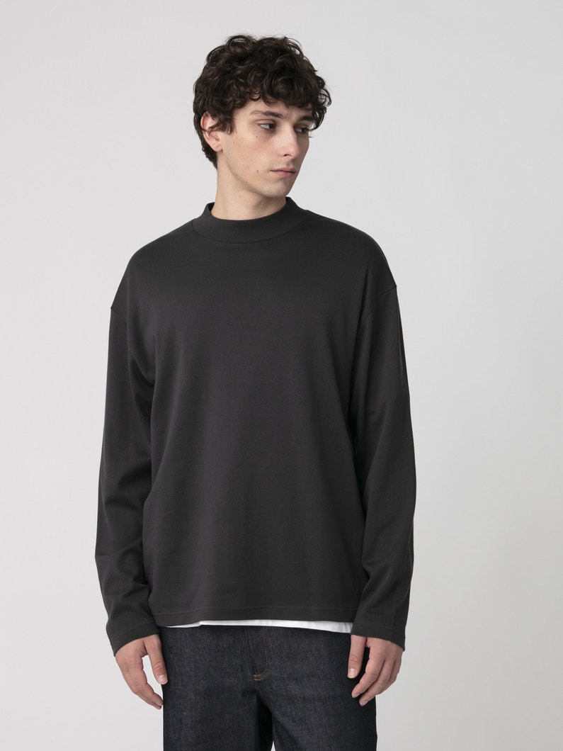 スーピマエージング モックネック ロングスリーブティー 詳細画像 black