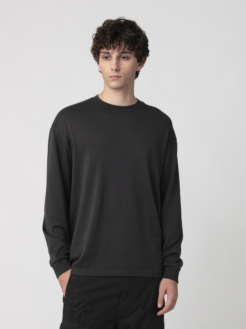 スーピマエージング クルーネック ロングスリーブティー 詳細画像 black