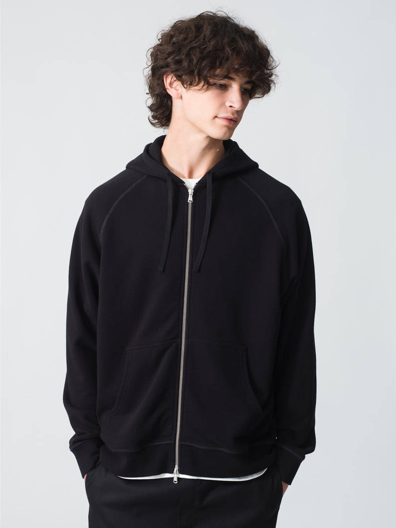 ラグラン スウェット ジップフーディー 詳細画像 black