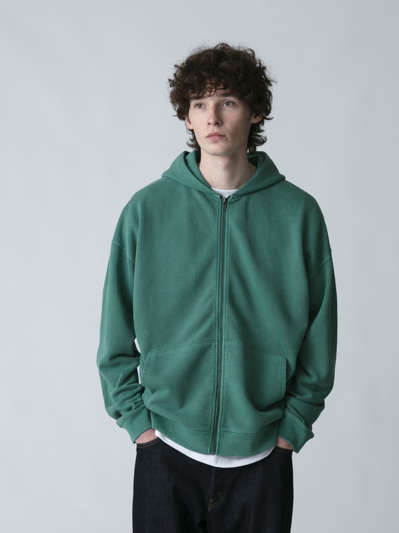 コットン スウェット ジップフーディー 詳細画像 green
