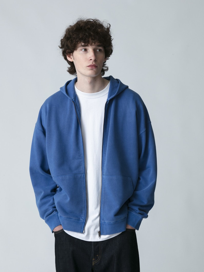 コットン スウェット ジップフーディー 詳細画像 blue