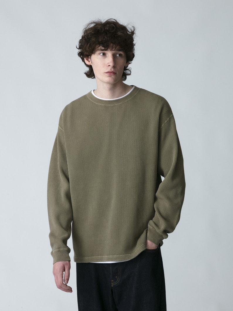 ワッフル ロングスリーブティー 詳細画像 olive 1