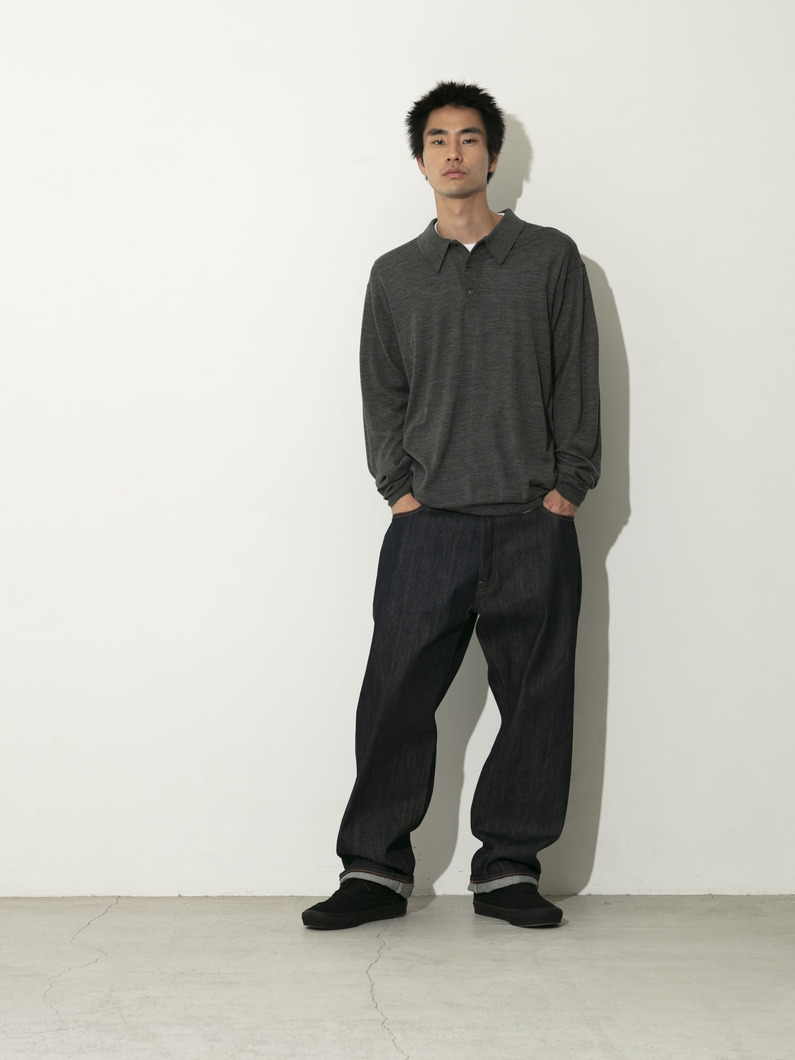 ハイゲージニットポロ ロングスリーブシャツ 詳細画像 gray 1