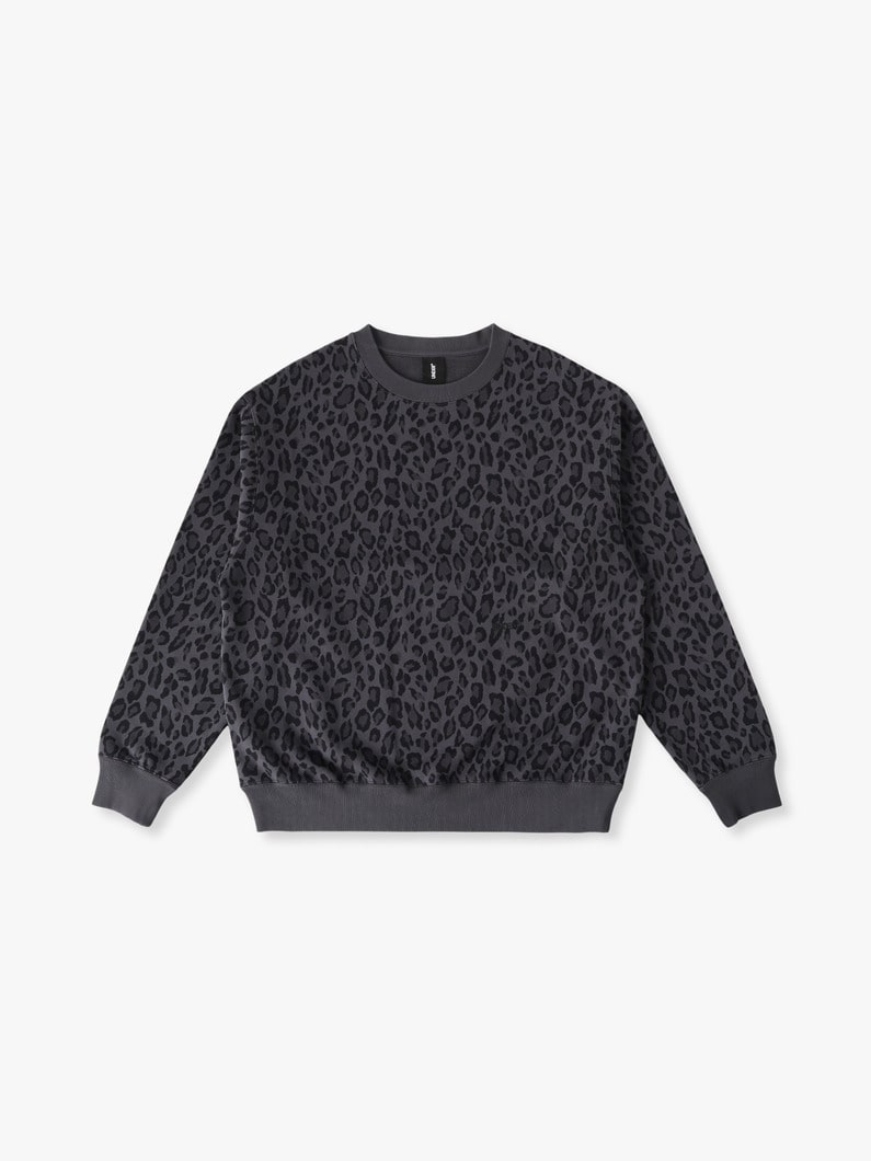 レオパードパターン スウェットプルオーバー 詳細画像 black