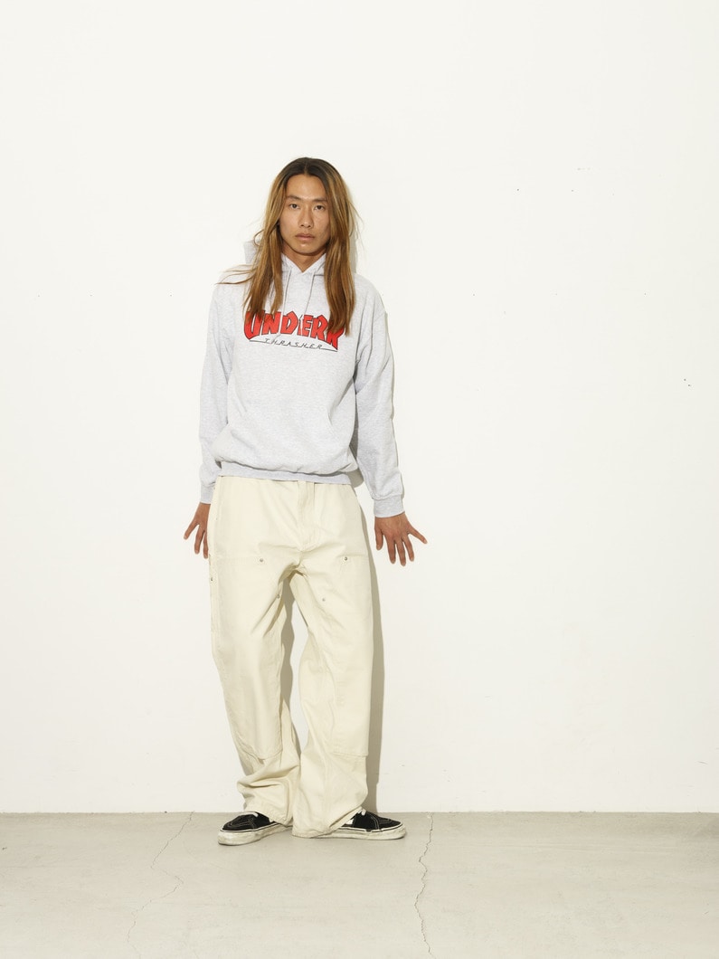 ダブルネームロゴ スウェットフーディー 詳細画像 gray