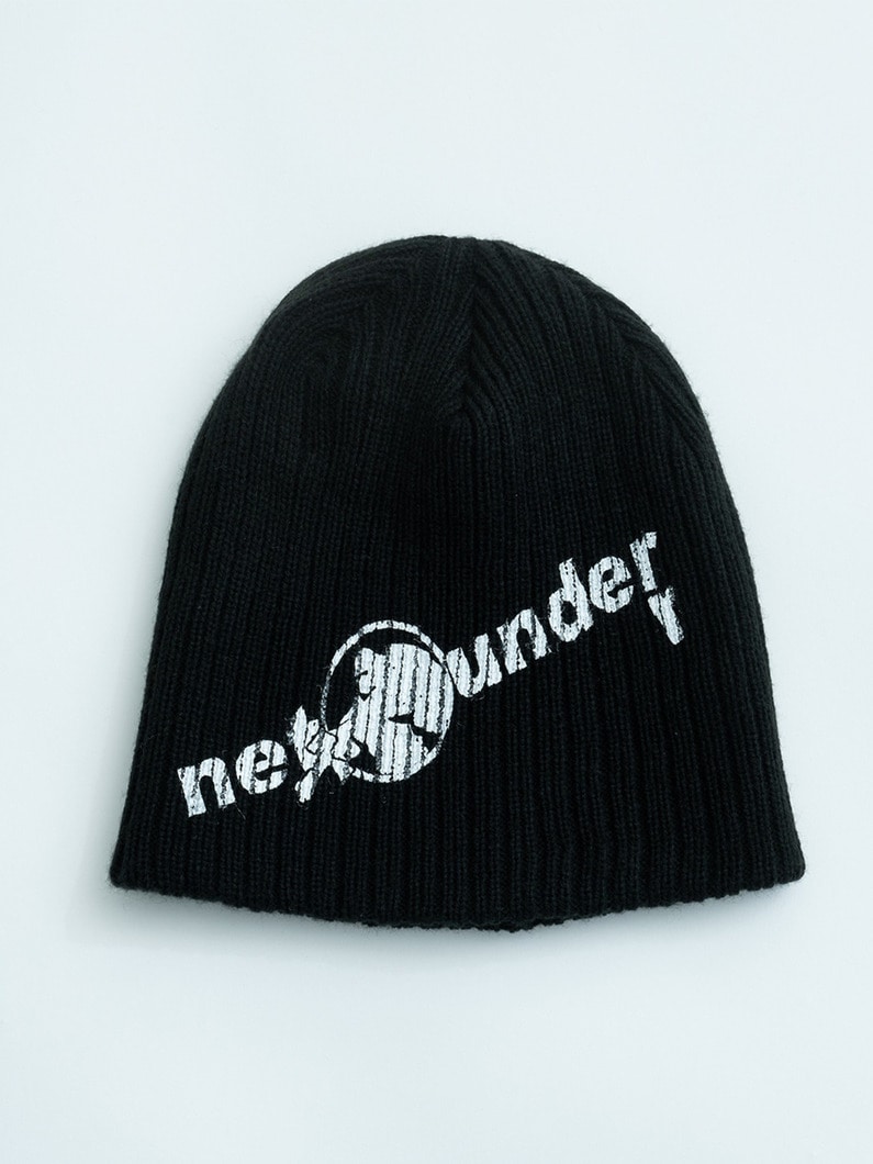 フラワーロゴ ニットビーニー 詳細画像 black 1