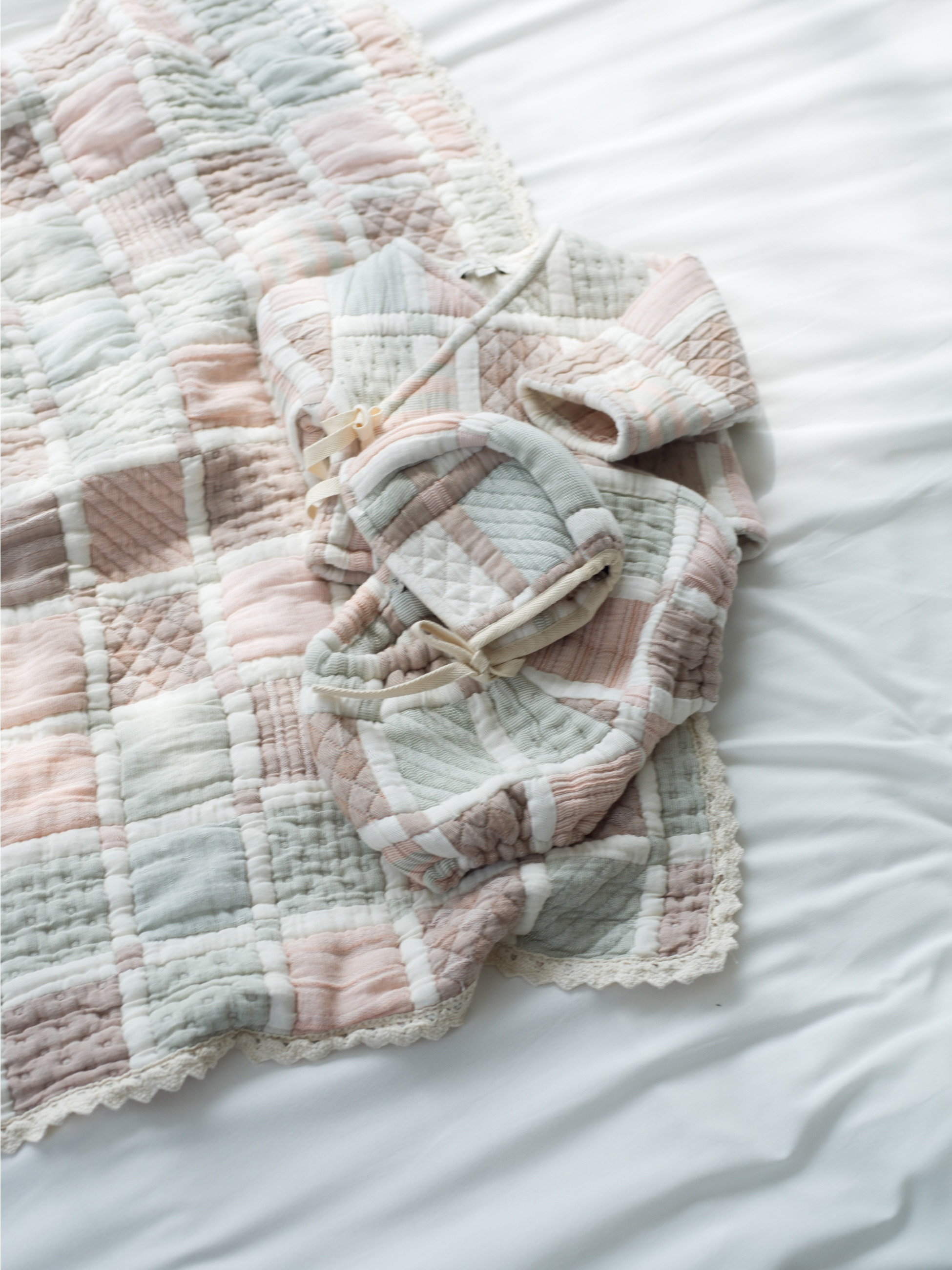 bebe organic セットアップ　24m パッチワーク デザイン セットアップ（18-24M）｜Bebe Organic