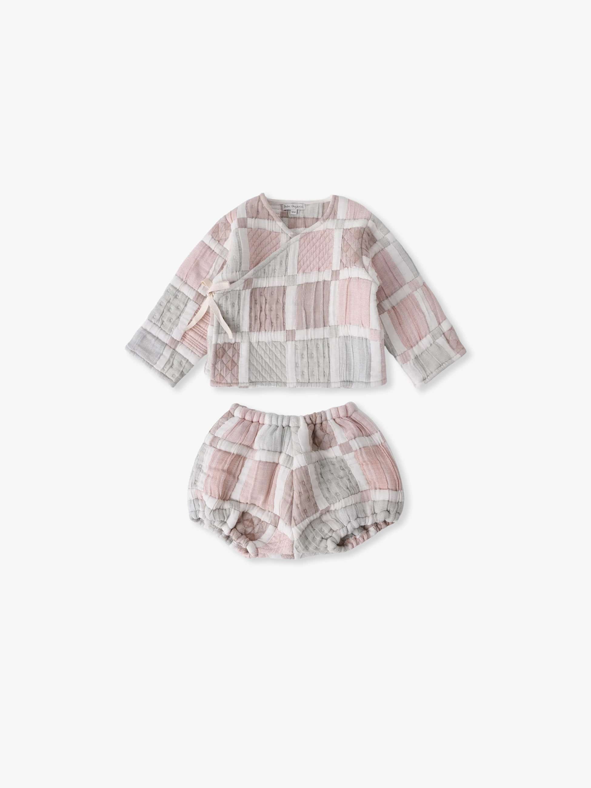 bebe organic セットアップ　24m パッチワーク デザイン セットアップ（18-24M）｜Bebe Organic