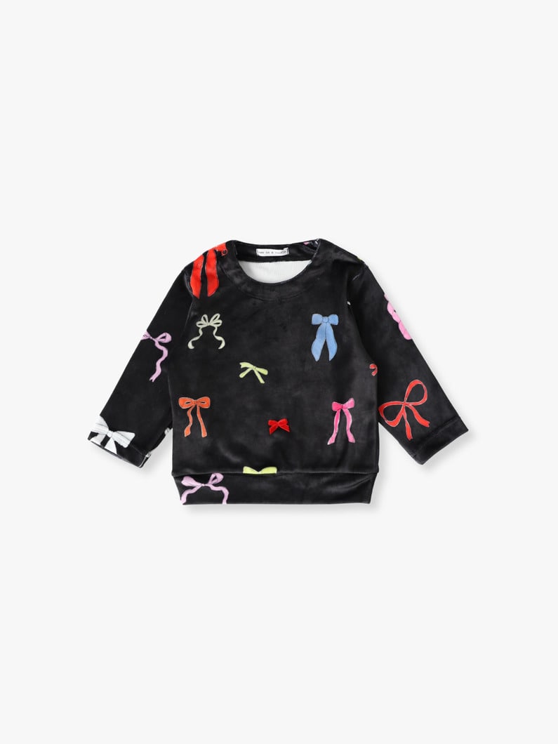 リボンモチーフ ベロア セットアップ（9M-18M） 詳細画像 black 1